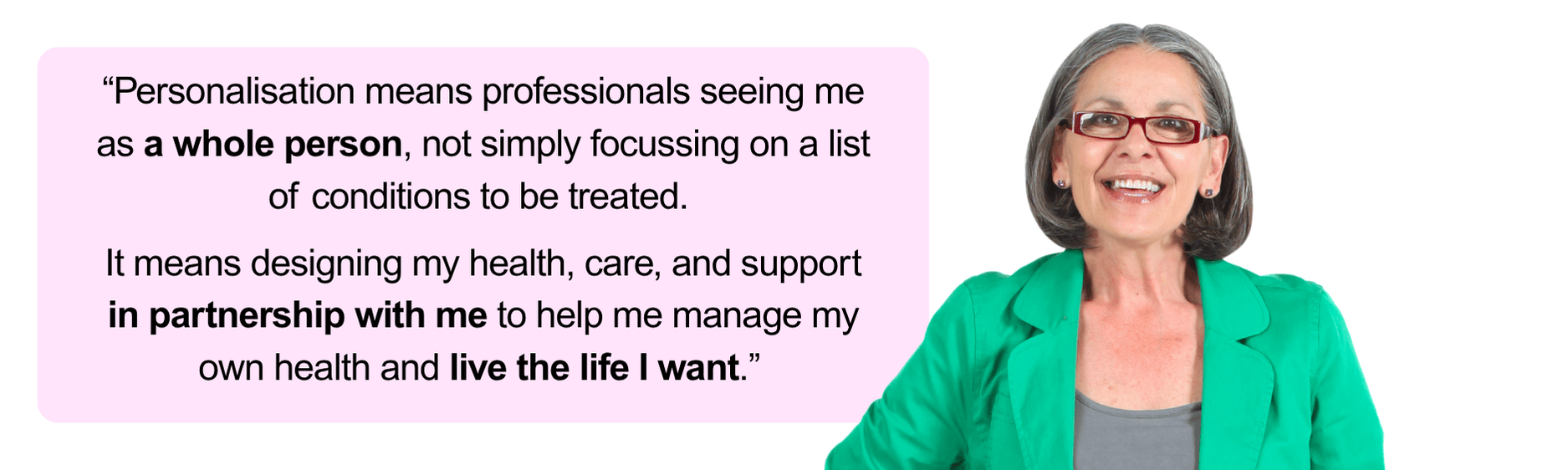 Personalised care quote_woman in green