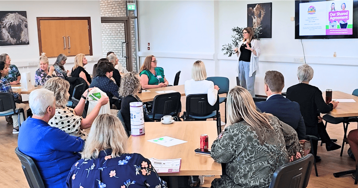 Alison hosting a language workshop at the It's All About People Conference 2024