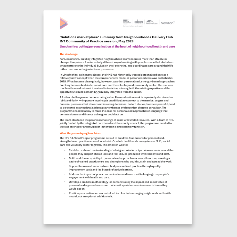 Summary of the It's All About People NDH COP 'Solutions Marketplace' presentation_May 2026